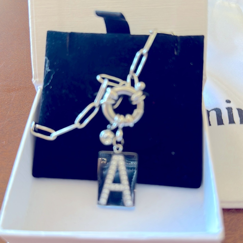 New! Mint and Lily Initial Pendant Necklace with Paperclip Chain- Initial A